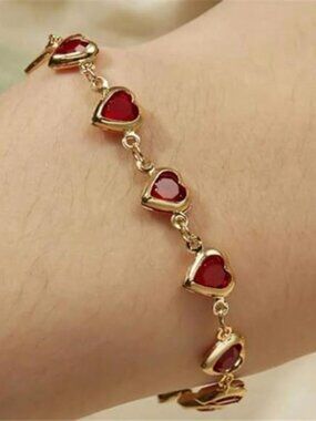 Heart Bracelet for Women Dainty Gold Heart Charm Bracelet Cute Love Heart